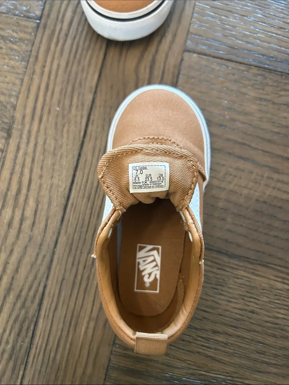 Vans Kids Tan Canvas Low-Top Sneakers with White Stripe